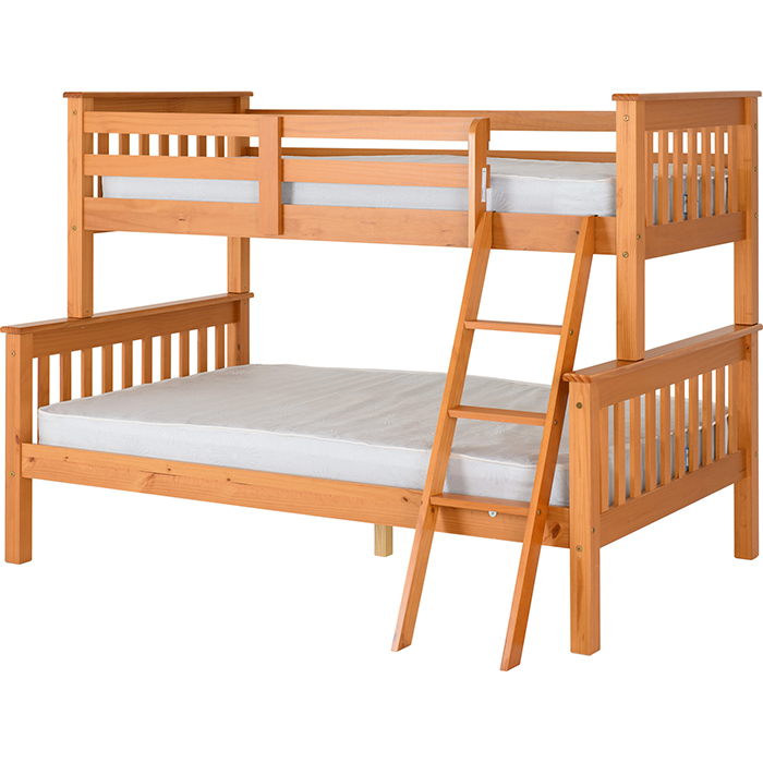 Neptune Triple Sleeper Bunk Bed In Antique Pine - Click Image to Close